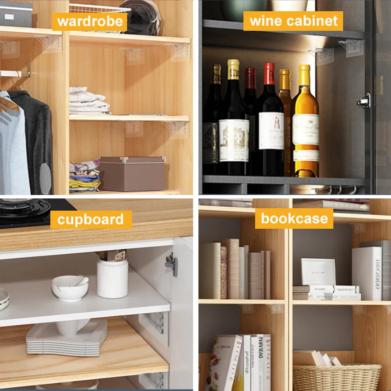 6/10/20pcs Adhesive Shelf Brackets Punch Free Shelf Support Pegs For Shelves  Kitchen Cabinet Book Closet Clapboard Layer - AliExpress