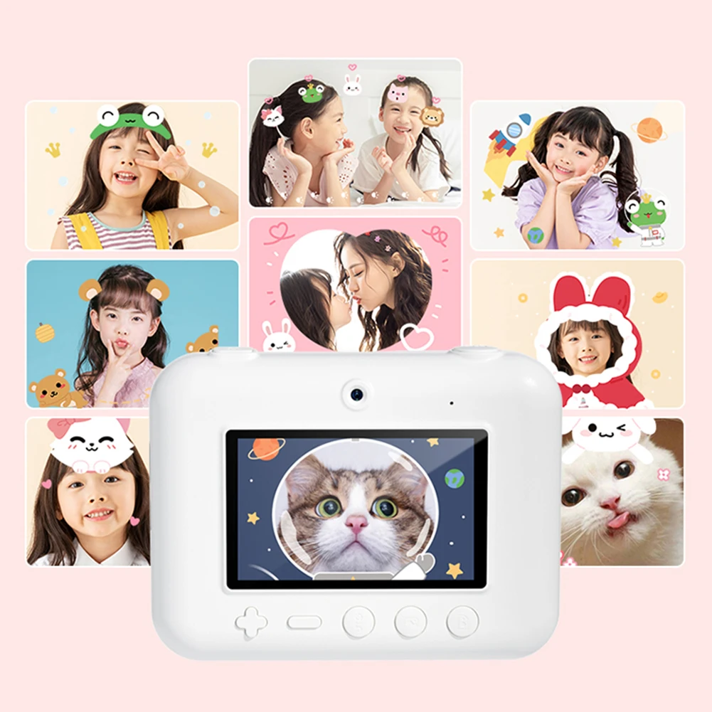 미니 열전사 프린터 즉석 카메라, 즉석 카메라, 어린이 비디오 카메라, 인화지 3 롤, 1080p 카메라, 48MP
