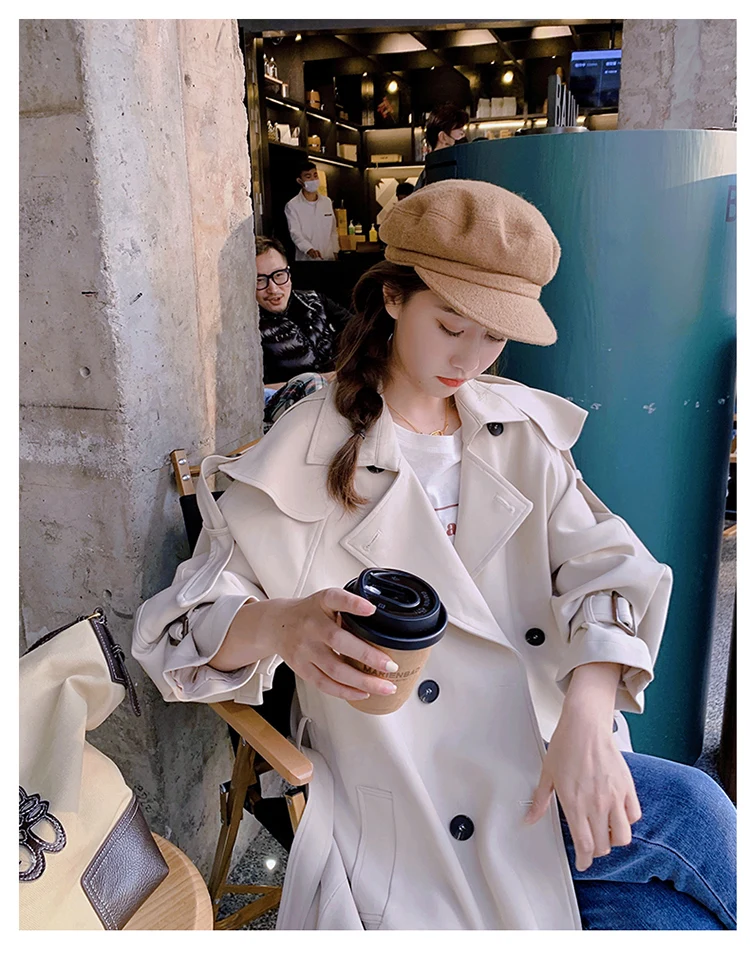 long duvet coat Fashion New Spring Autumn Women Trench Coat Long Double-Breasted Lady Duster Coat Windbreaker Outerwear Female Purple Beige Khak white puffer coat