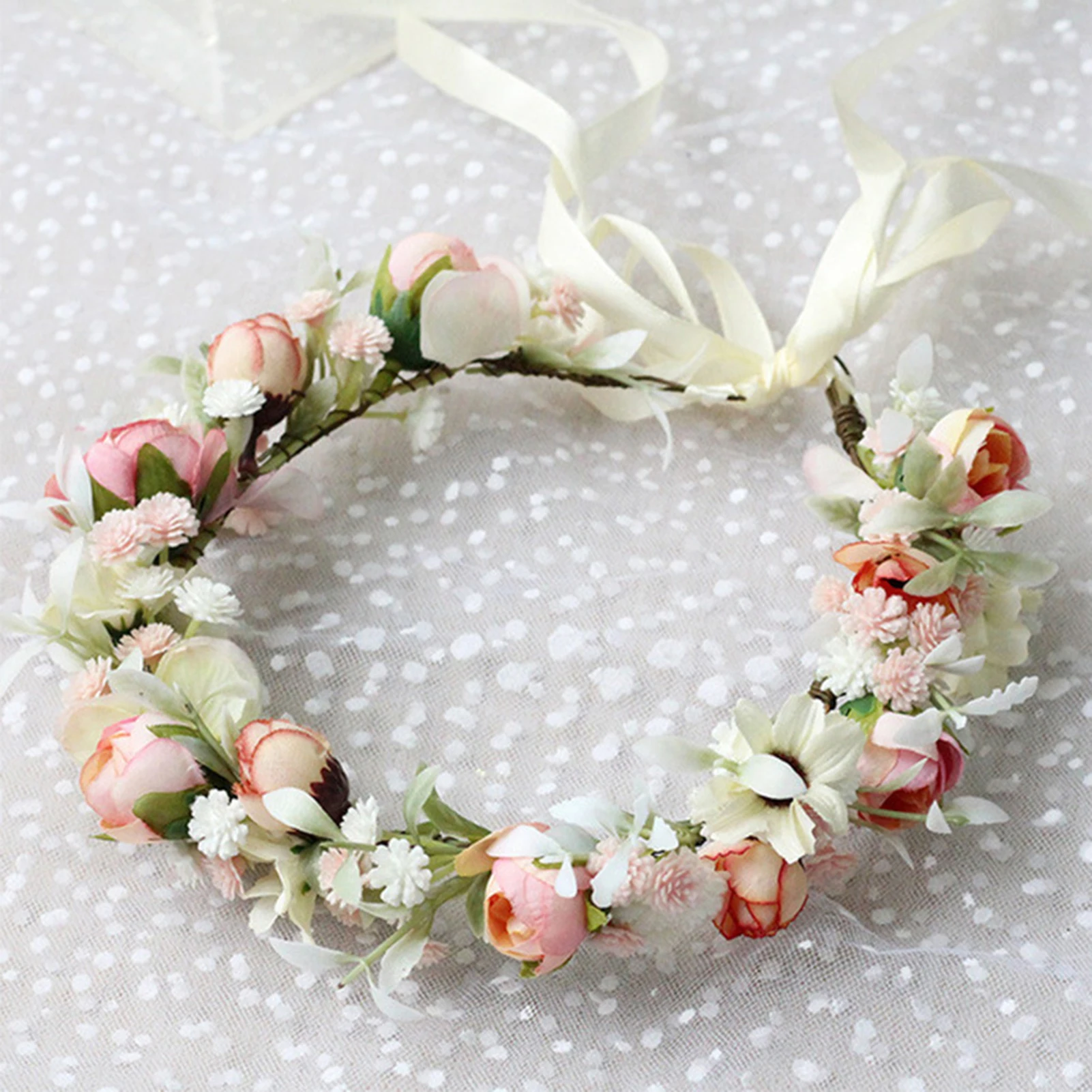 Moda Bohemian Bride Women Flower Crown Hair Band Wedding Floral Headband Garland Princess Wreath Tiara Girls Hair Accessories