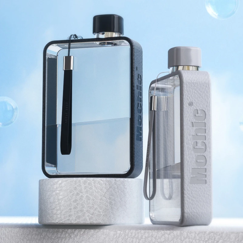

Ins Style Flat Water Bottle Fashion Transparent Gradient Colouroutdoor Fitness Sports Portable Leak Proof Water Bottle
