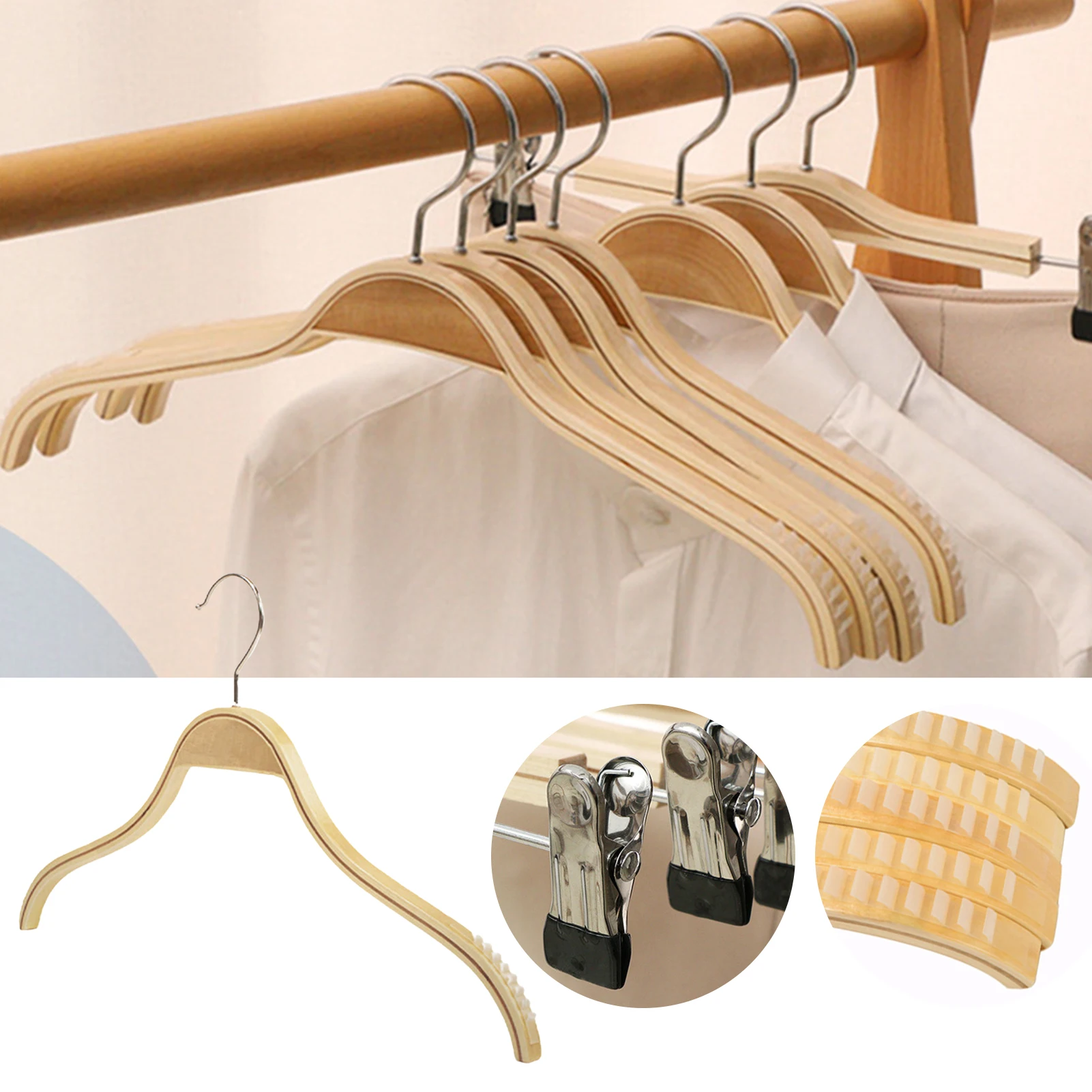 Solid Wood Hangers Wet Dry Use Smoothes Surface Suit Hangers For Bedroom Closet Organizer 2