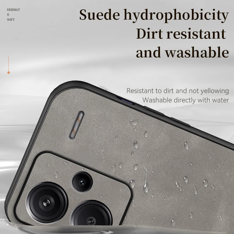 For Redmi Note 13 Pro Plus: Sheepskin Leather Case for Redmi 13 C Pro - Ring Holder Protective Len Luxury Men Mobile Gift Cover