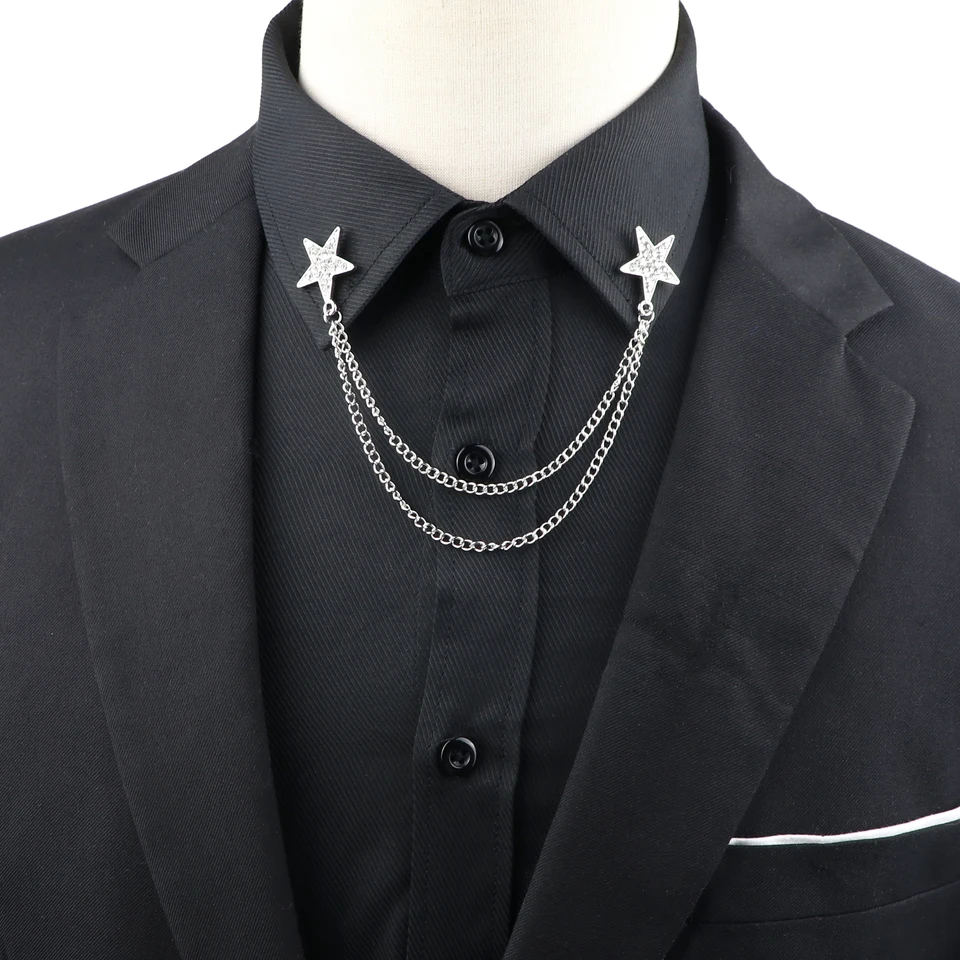 ADRAMATA 2Pcs Spilla Catena per Gli Uomini, Spille del Collare Distintivo Spille della Catena per Camicette, Spilla Corona per Donna Uomo, Vestito Accessori per Uomo, Regalo per La Festa del papà