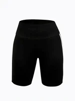 High Stretch Plus Size Athletic Shorts for Women Sporty Knit Mid Thigh Pants with Side Stripes Fashionable and Comfortable Pants - Image 4