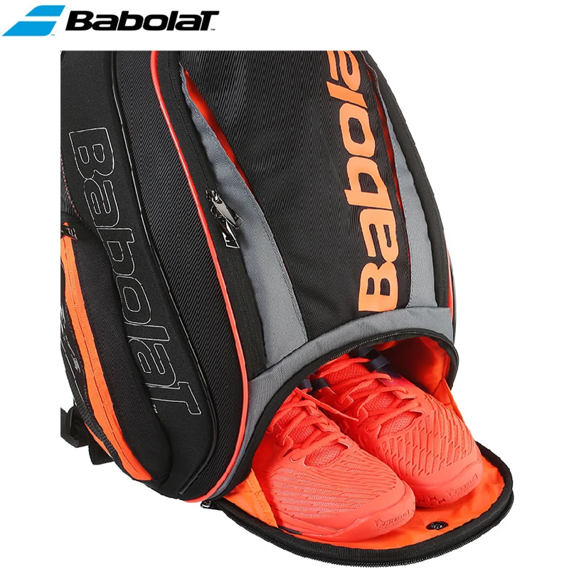 Classic Fluorescent Orange Babolat Tennis Bag Badminton Padel Squash Tennis Rackets Backpack Unisex Shoes Storage Shoulder Bags