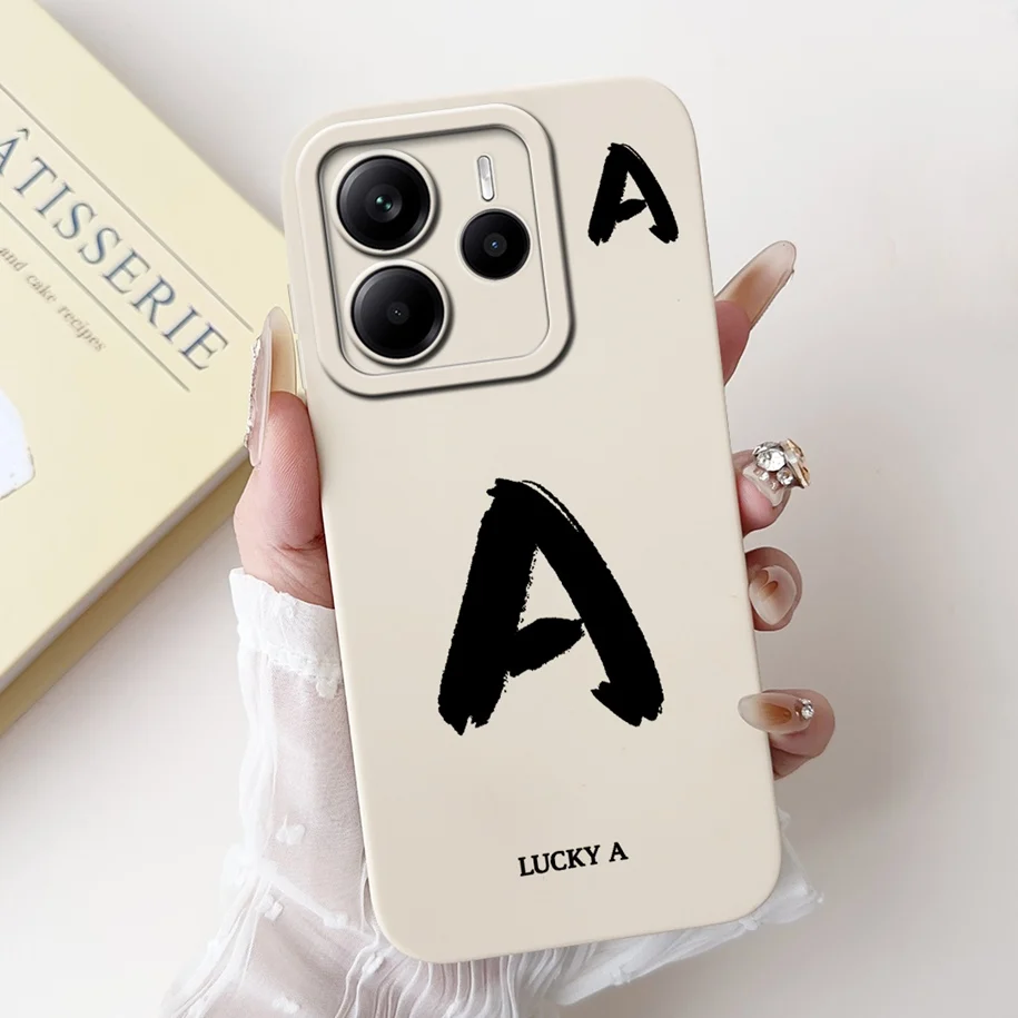 Cute Letters Soft Silicone Phone Case - Global Cover for Xiaomi Redmi Note 14 2025