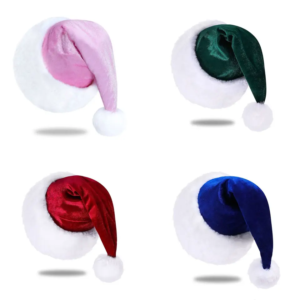 JIASHA Cappello da Babbo Natale, 3 Pezzi Peluche Cappello Festa di Natale, Accessori Rossi Classici per Capodanno Festive (Adulto