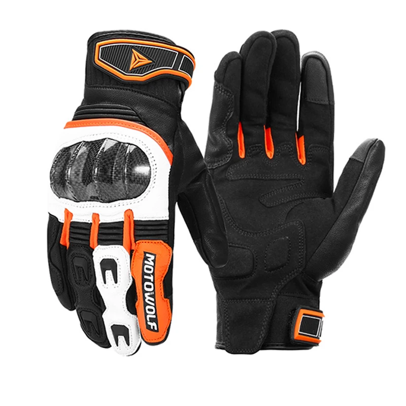 LeatherMotorcycleGlovesFullFingerGlovesMotorbikeEquipmentWomenMen4ColorATVRider