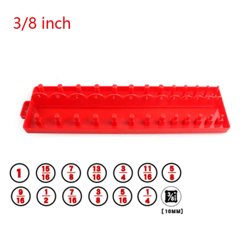 3Pcs Sae Socket Head Storag Organizere British System 1/4" 3/8" 1/2" Red Shelf Stand Socket Wrench Holders Easy To Find 3