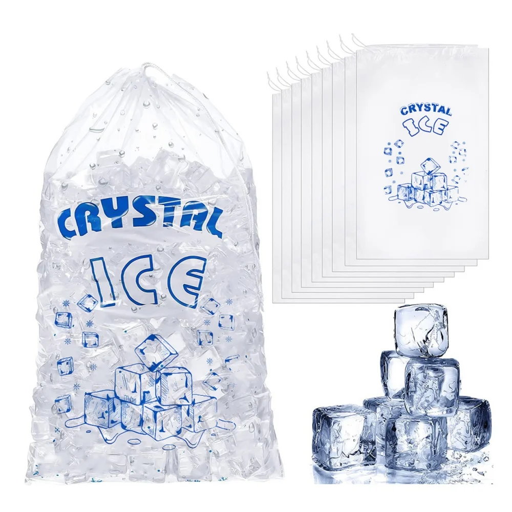 10 Lb Plastic Ice Bags For Sale 50pcs/pack Top Disposable Corded