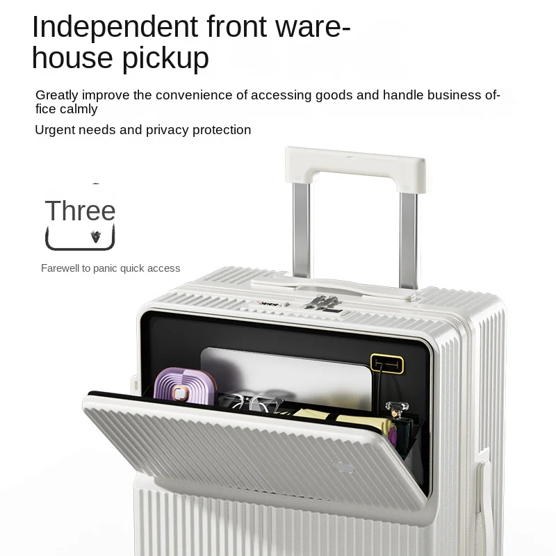 Front half open multifunctional luggage 24 inch cup holder, universal wheel trolley box, high appearance boarding password box