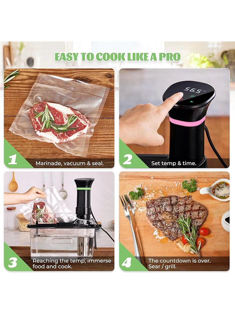 1800W Vacuum Sous Vide Cooker LCD Touch Immersion Circulator Accurate Cooking  IPX7 Waterproof Slow Cooker with Digital Display 5