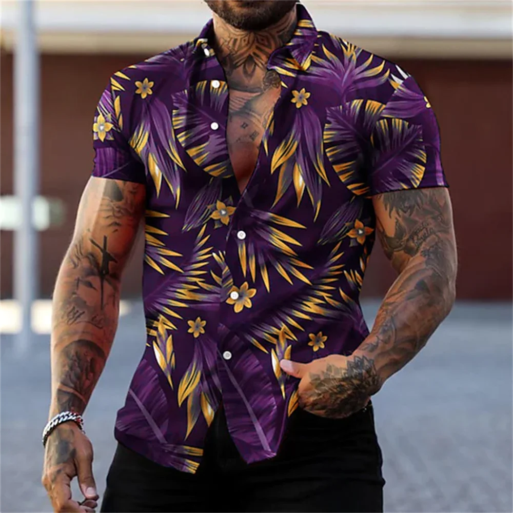 Hawaiian Shirt For Men 3D Print Short Sleeve Summer Oversized
