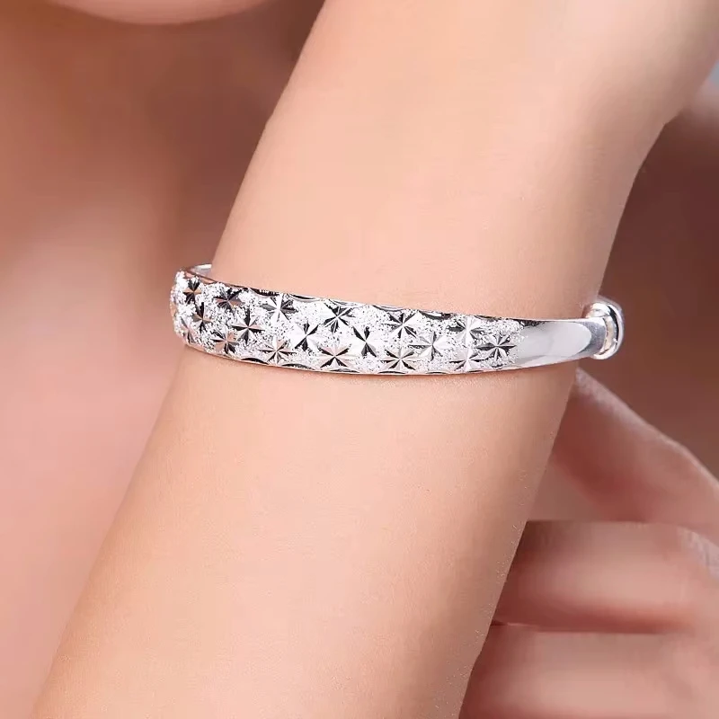 925 Sterling Silver Gypsophila Star Bangle Image 6