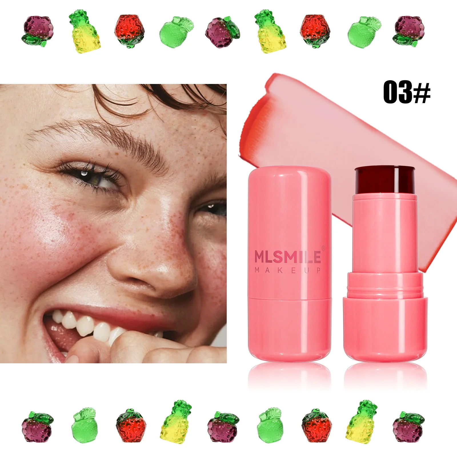 MLSMILE Jelly Blush Lip Cheek Dual-use Clear Lip Dye Lipstick Brightening Lip Gloss Stick Longlasting Easy To Smudge Cosmetics 5