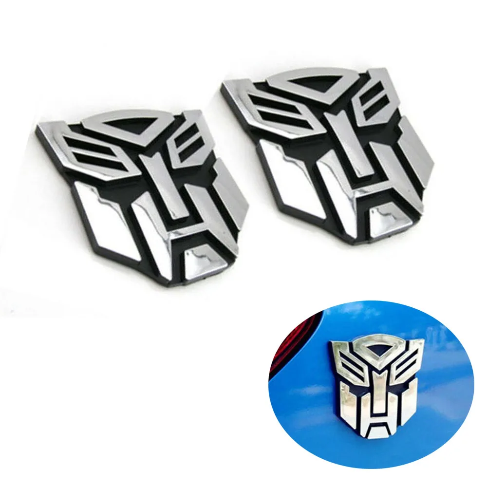 2X Transformers Car Sticker Autobot 3D Chrome Emblem Logo Car Sticker Autobot