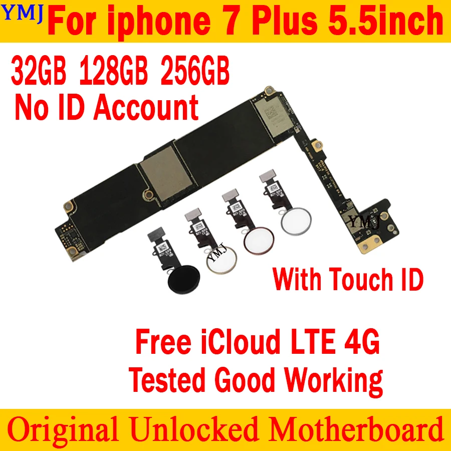 

For iPhone 7 Plus 5.5 inch Motherboard With IOS Unlocked 32gb / 128gb / 256gb Mainboard With Full chips Original Logic board