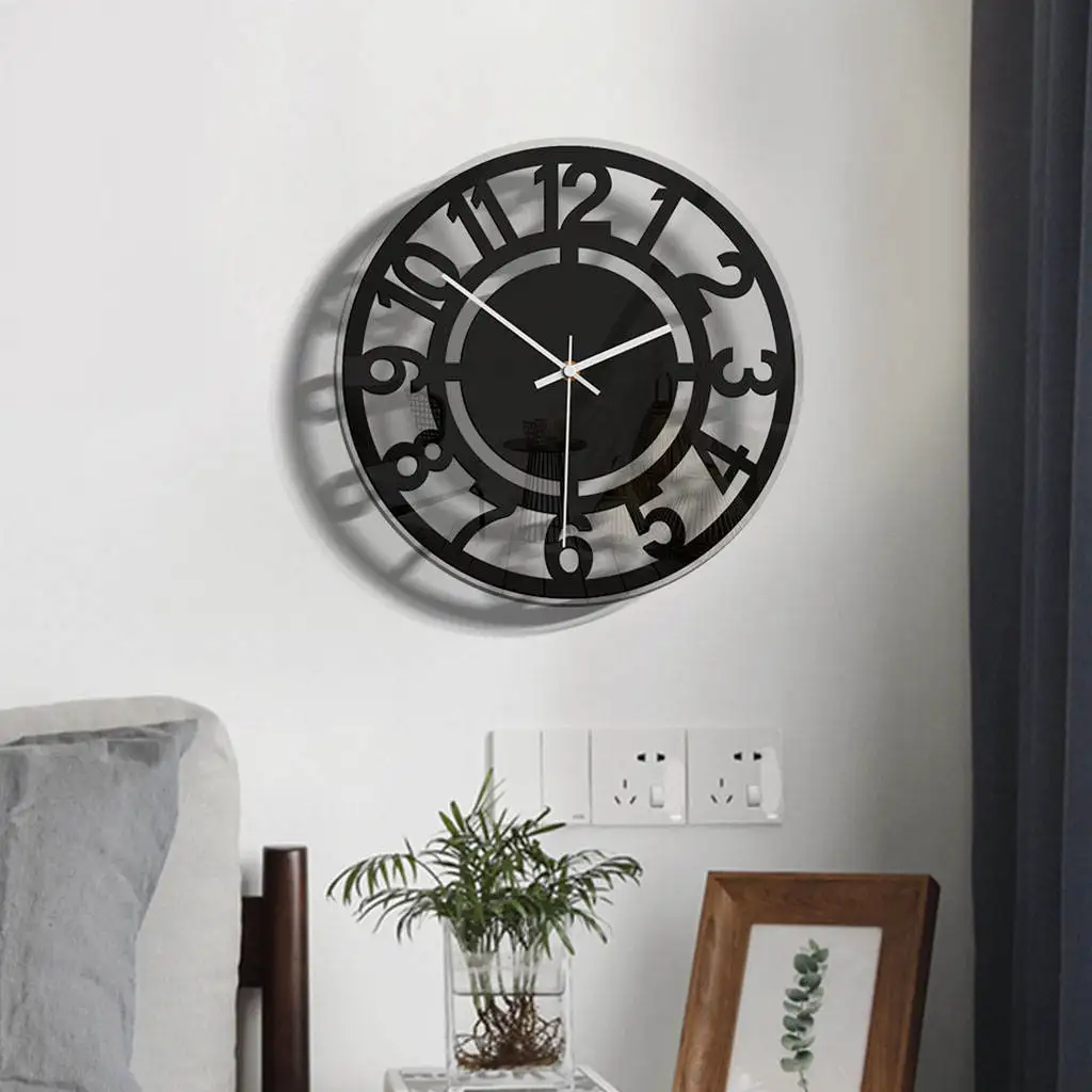 Wall Clock 11 inch Silent Nordic Style Battery Operated Digital Clock Decorative for Office Kitchen