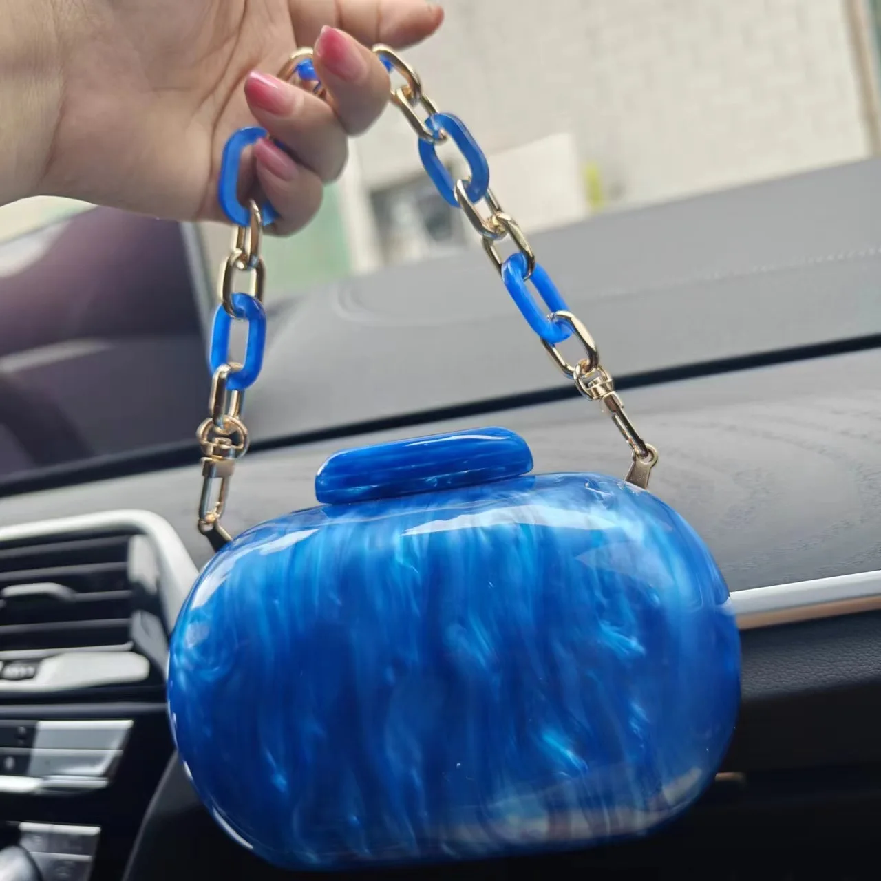 2024 nuova borsa da sera di moda per le donne pochette da sera in acrilico festa di nozze borsa a tracolla a catena rossa vintage mini portafoglio - immagine 5