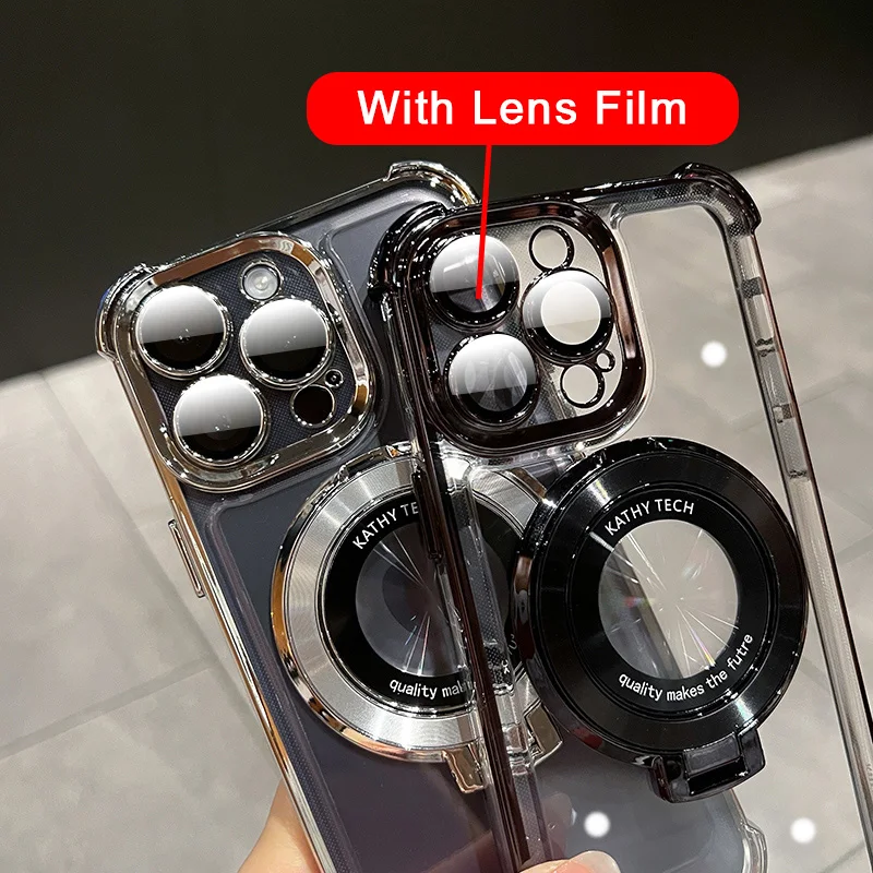 Shockproof Magnetic Bracket Phone Case with Plating Finish