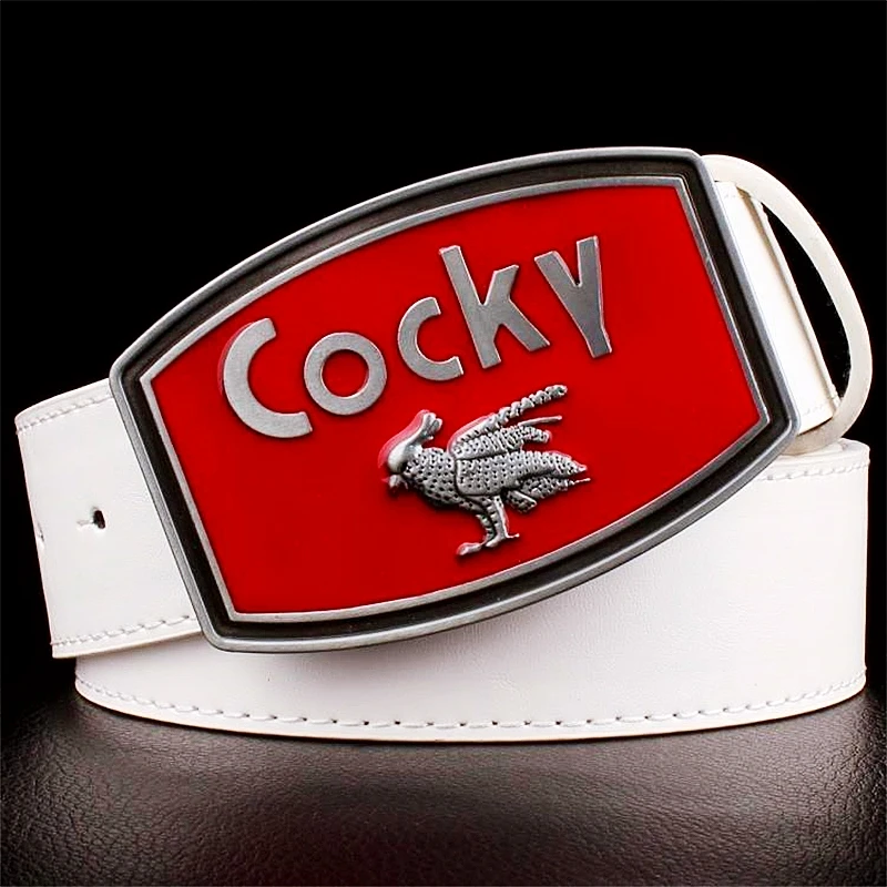 Fancy Gift Eigenwijs Cock Vogel Mode Riem Mannen Animal Print Metalen Gesp