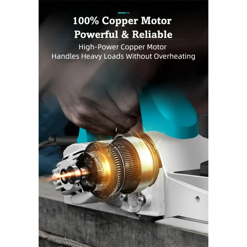 BODA PL8-82E 600W 산업용 전기 대패 ? 알루미늄 하우징, 조절 가능한 깊이, 이중 블레이드, 액세서리 포함