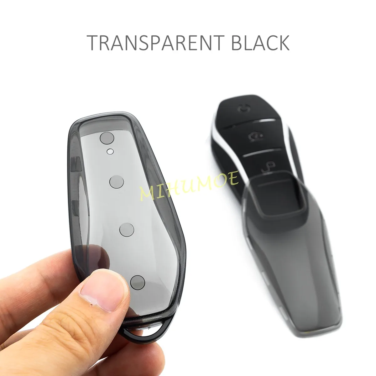 Black/Clear Transparent 4-Button Car Key Fob Protective Case - Set of 2