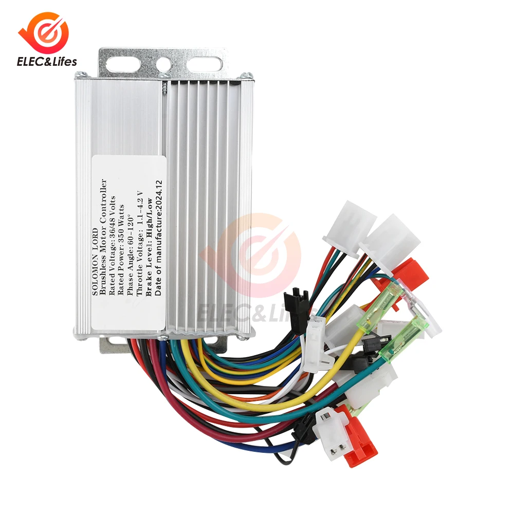 DC Motor Speed Controller Brushless Motor Driver Controls Module 36/48V 15-18A 350W For Electric Bicycle E-bike Scooter
