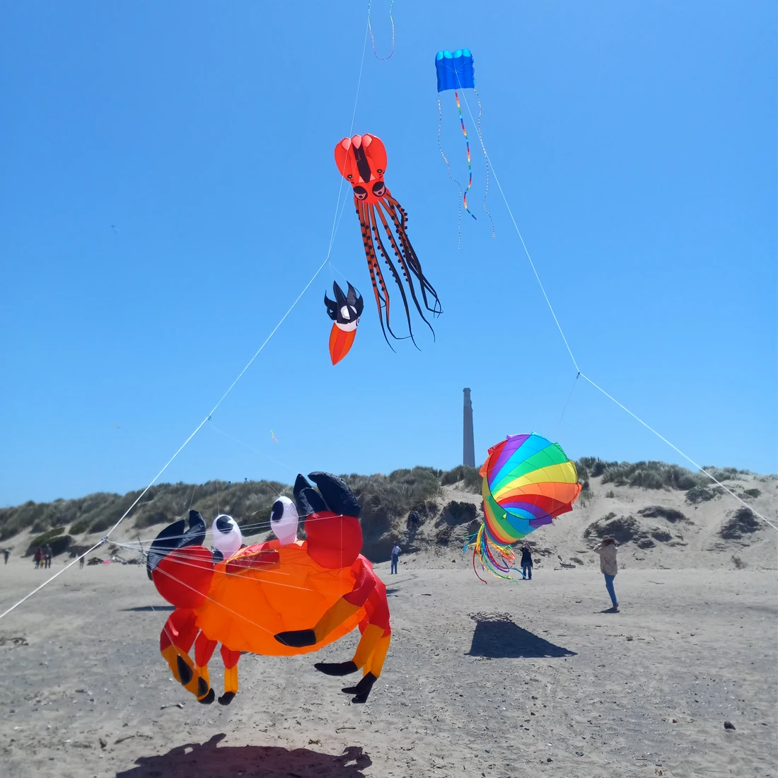 9KM 3.2m Crab Kite Line Laundry Kite Pendant Soft Inflatable Show Kite for Kite Festival 30D Ripstop Nylon with Bag 5