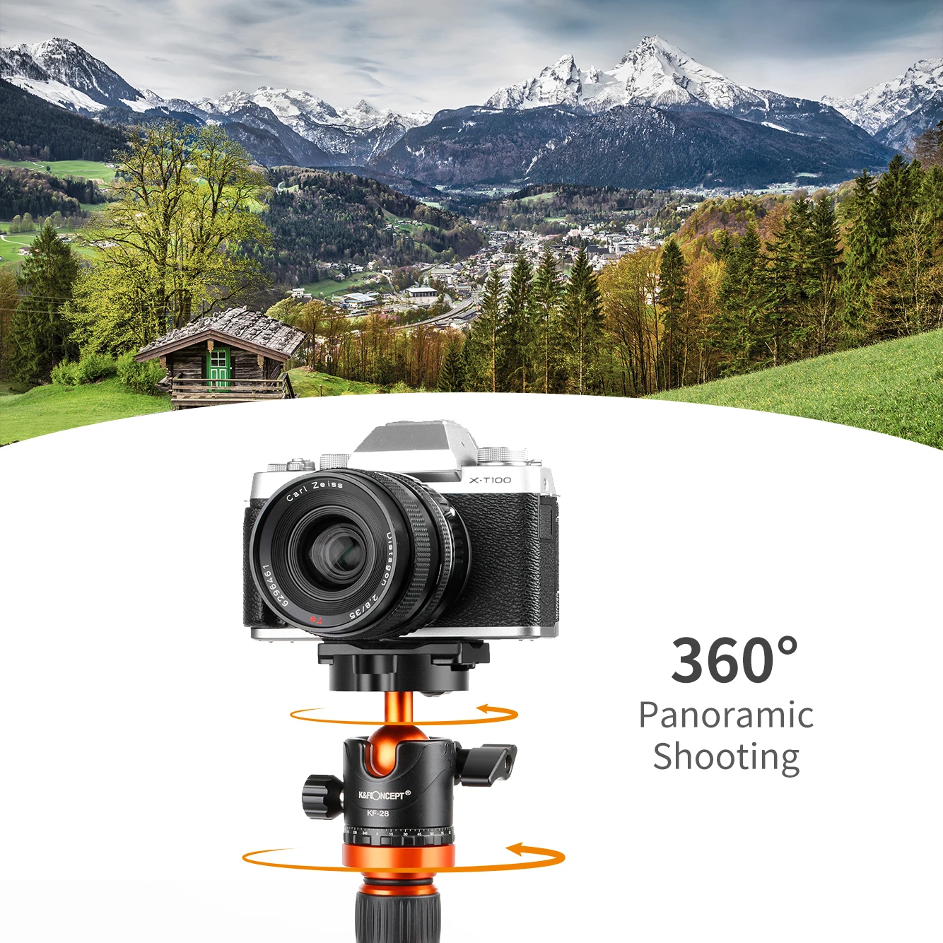 K & F Concept 삼각대 헤드 카메라 전문 삼각대 볼 헤드 360 ° 회전 파노라마 어댑터 DSLR 삼각대 모노 포드 용 볼 헤드