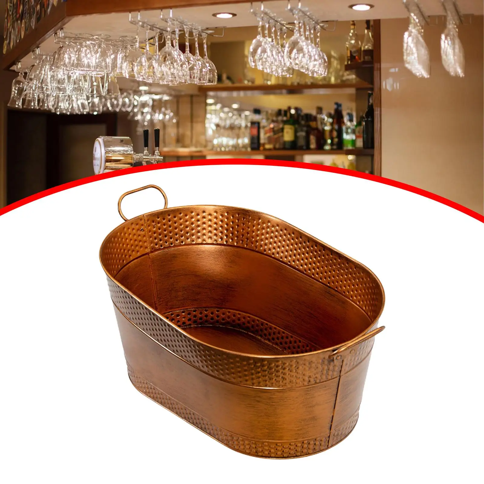 Galvanized Ice Bucket Multifunctional Ice Cube Cool for Hotel BBQ Beach