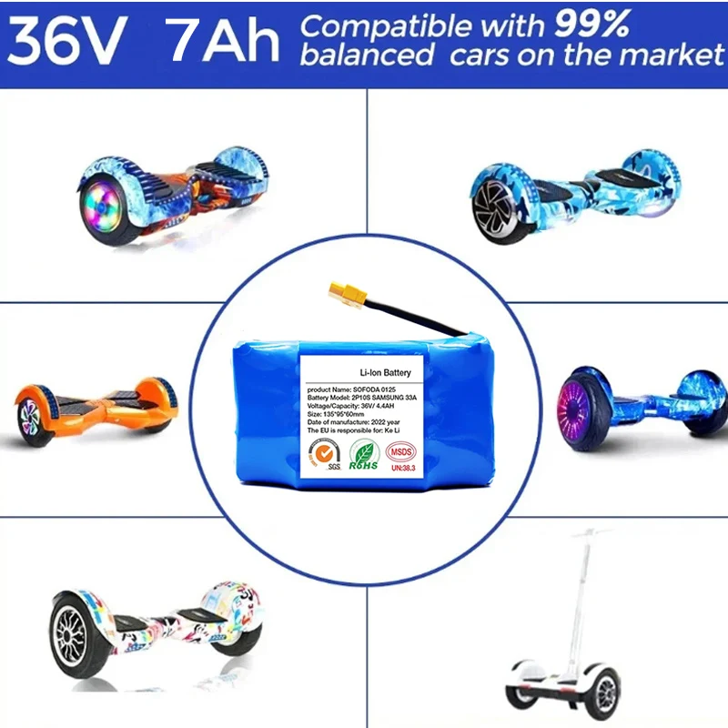 36V 12Ah Battery Hoverboard Rechargeable Li-ion Battery Pack Li-ion Cell for Electric Self Balance Scooter Hoverboard Unicycle 4