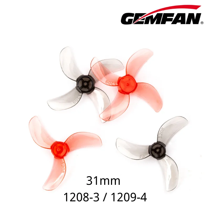 Hélice 1209-4 pour drone FPV micro, vue de dessus montrant les quatre pales