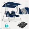 2 Seat Outdoor Porch Swing,Patio Swing with Adjustable Canopy, Heavy Duty 650 LBS Outdoor Swing with Pivot Storage Table 6