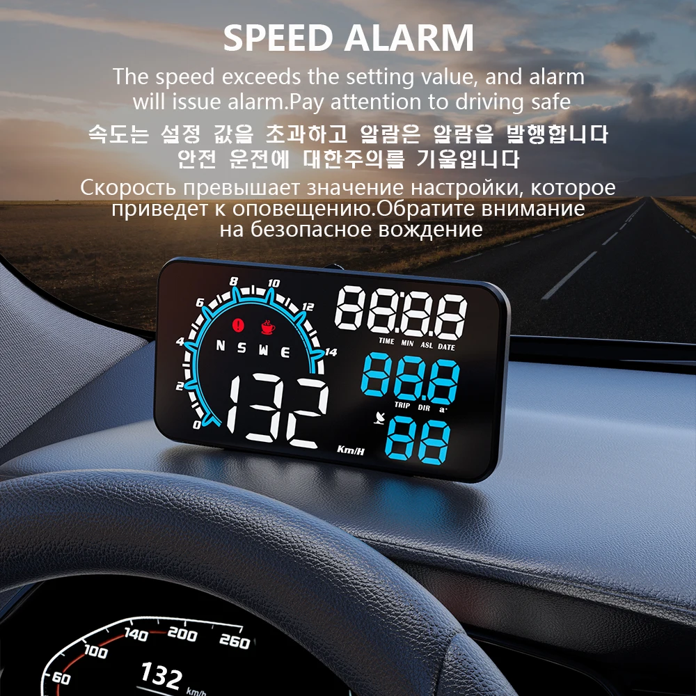 WYOBD G11 GPS HUD  ӵ,  ڵ  ÷ ð ¥  溸 ˸, KM/H MPH ħ 