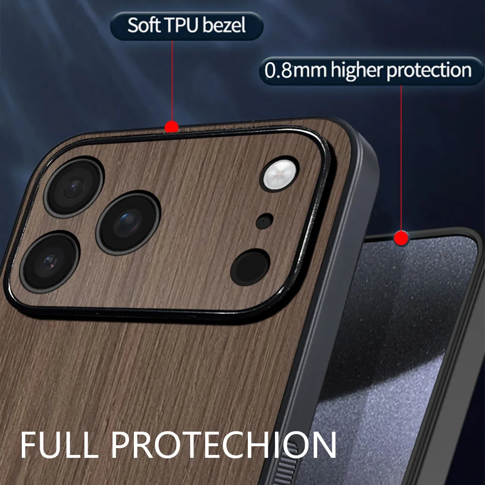Unique Natural Wood Grain Luxury Leather Phone Case
