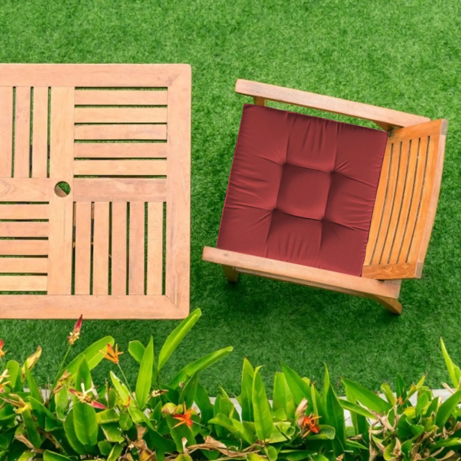 45x45cm Garden Chair Seat Cushion Water-Resistant Patio Chair Tatami Mat Thick Solid Color Sanding Sofa Cushion Hip 3