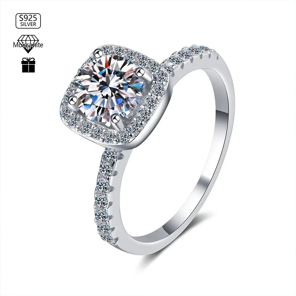 

1pc S925 Moissanite Ring For Women Sterling Silver 925 Ring with Moselle Diamond Ring luxury Designer Jewelry Gift For Women