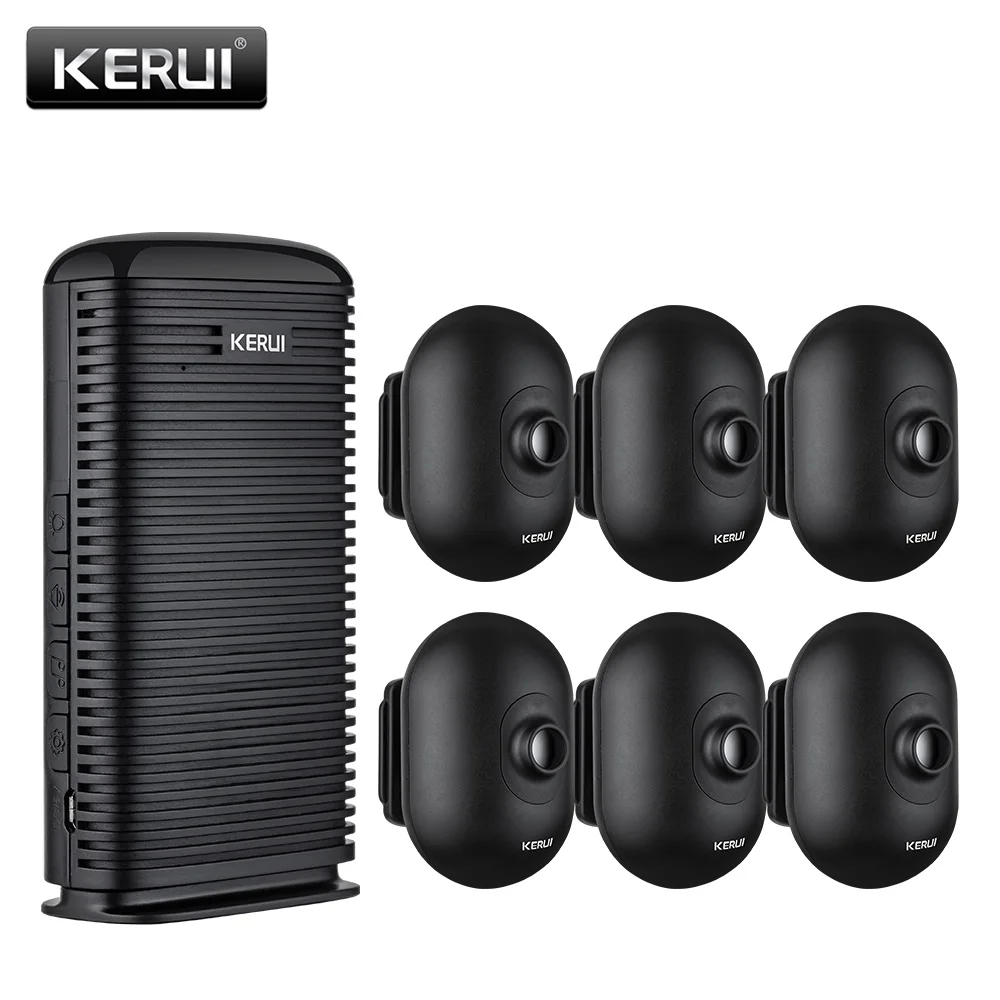 KERUI Motion Alarm Wireless Security Alarm Waterproof PIR Motion Sensor Detector Driveway Garage burglar Alarm System Door Bell led sensor alarm light waterproof solar alert flash sound outdoor burglar farm family gate garage door