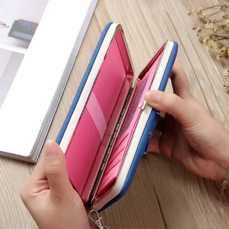 Women Bowknot Wallets Bow Tie Pocket Long Section Zipper Purse Phone Card Holder Clutch