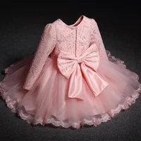 Baby Girls Dress for Birthday Party Wedding Lace Big Bow Dresses Infant Girl 1st Birthday Baby Set Princess White Baptism Dress 2
