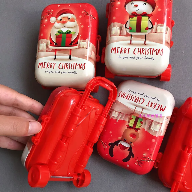 Karácsonyi Cukorka Doboz Mini Baba Bőrönd Miniatűr Játék Csomagtartó Ház Dekoráció Aranyos Kis Tengelykapcsoló Ékszer Kézitáska - Image 6