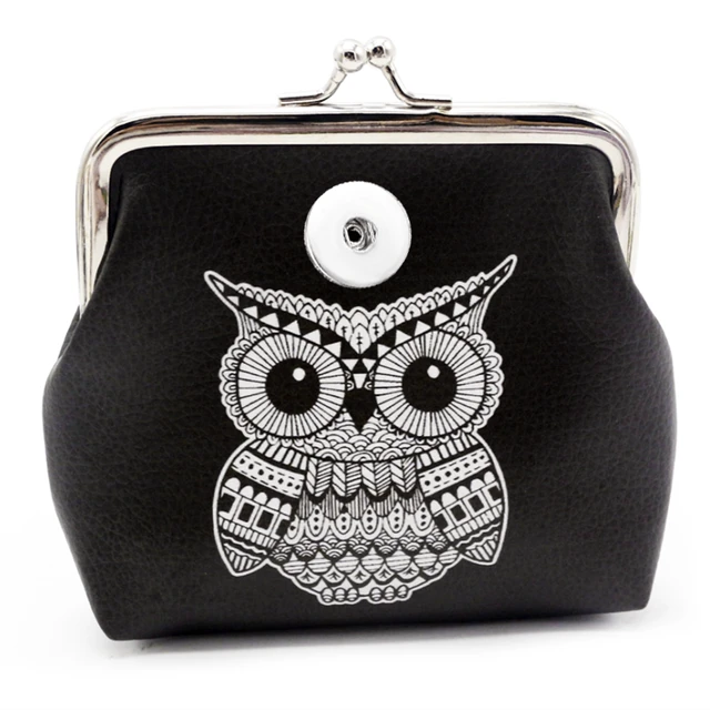 Mermaid Unicorn OWL Elephant PU Leather 18mm Snap Button jewelry Coin  Purses Small-Wallets Money-Bags