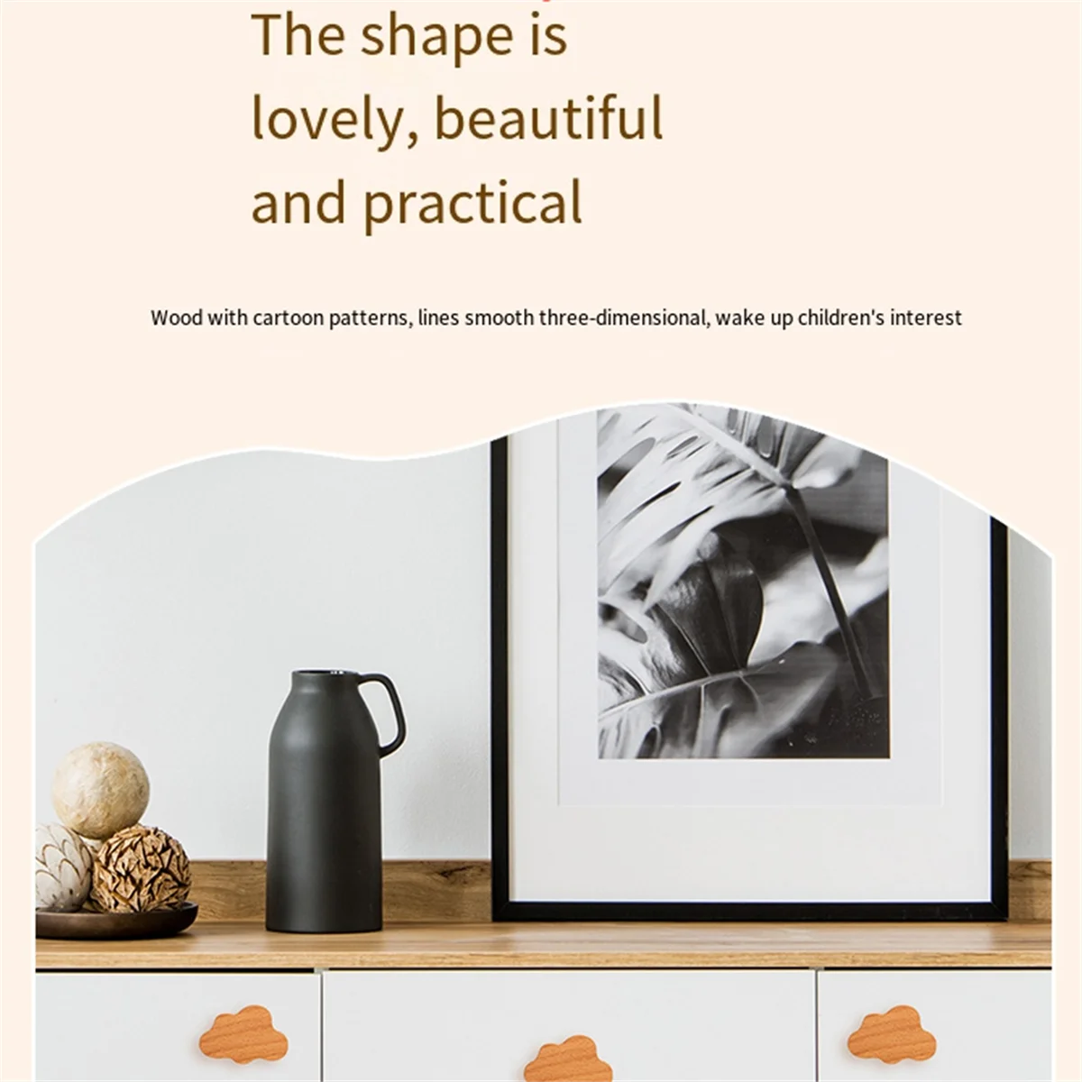 SEMOIC 6PCS Cloud Shape Furniture Handles Moon Drawer Wooden Knobs Cloud Children Decoration Cabinet Wood Pulls Knobs Set