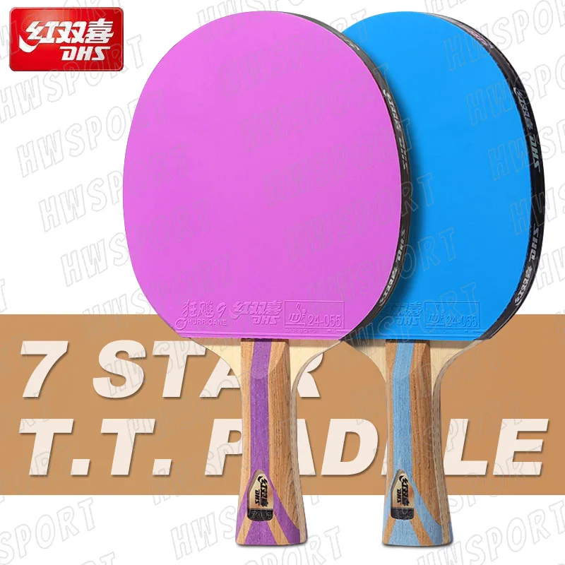 

DHS 6 Star Color Table Tennis Racket 7 Star Ping Pong Paddle Racket Bat Hurricane 9 Sticky Forehand Rubber Hurricane 3 Backhand