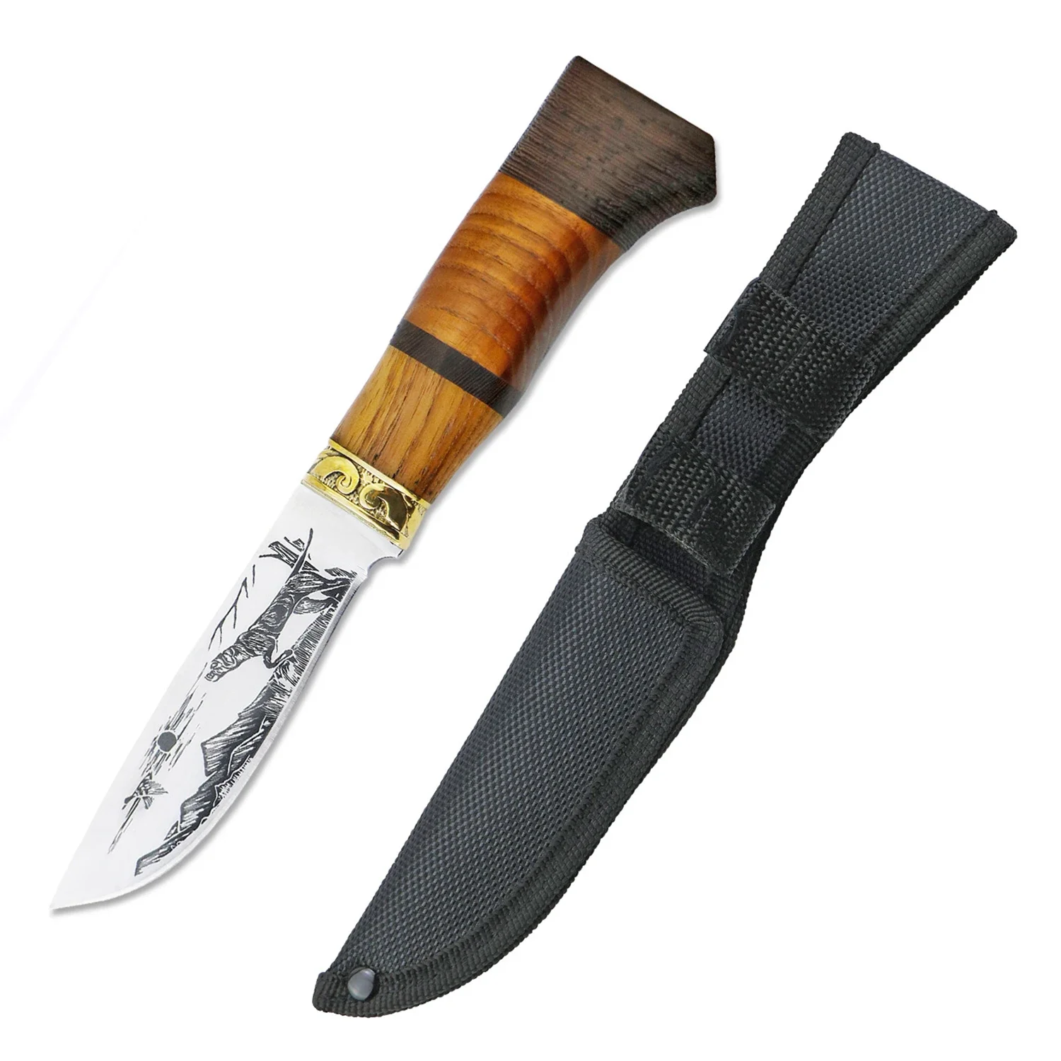 

Mengoing Corrosion Dingo Pattern Camping Knife Thickened Scabbard Nylon Cover Fixed Blade Knives Outdoor Survival Multi-tool