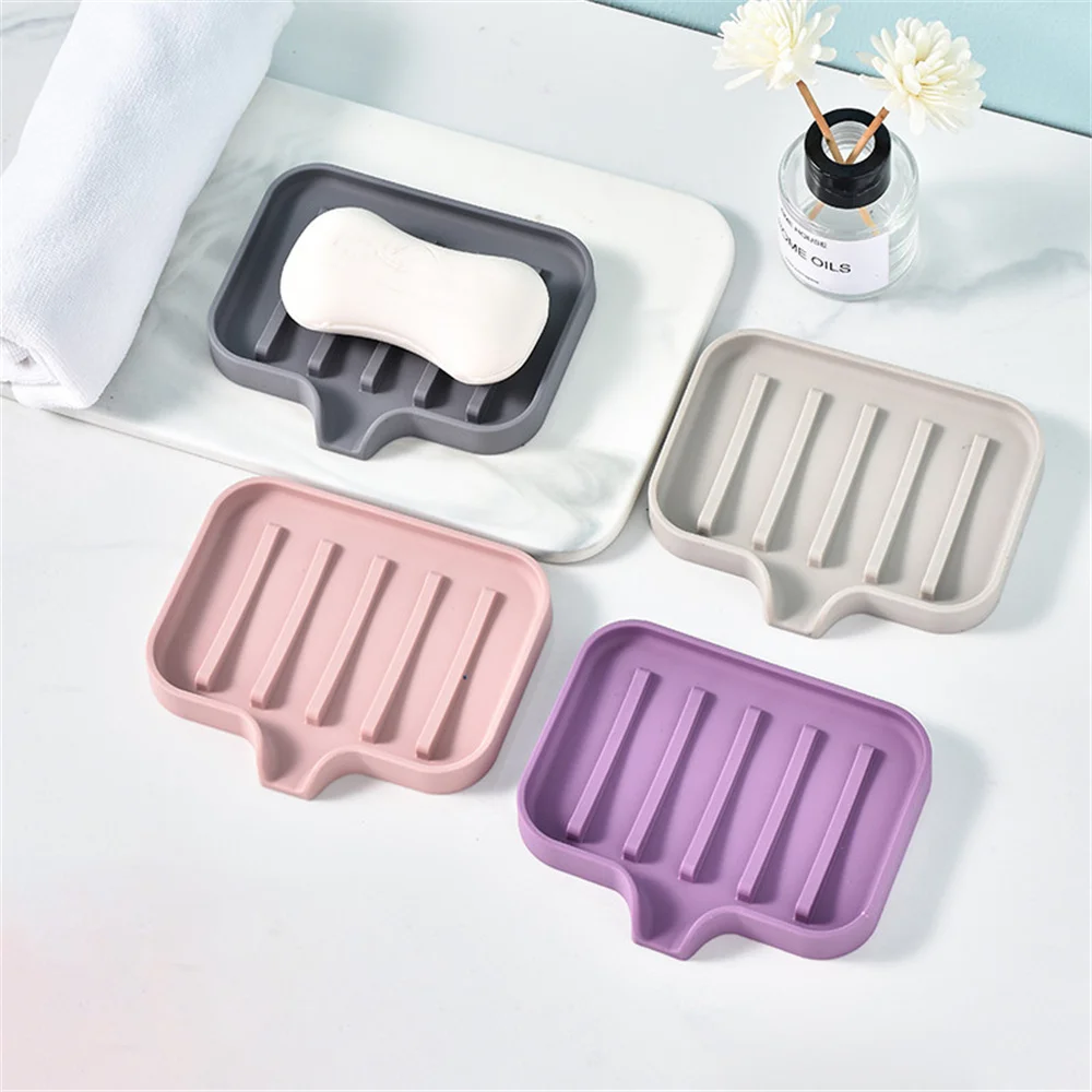 

Table Top Drain Anti-slip Soap Box Silicone Water-guiding Soap Holder Face-Soap Plate Shelf Bathroom Accessories