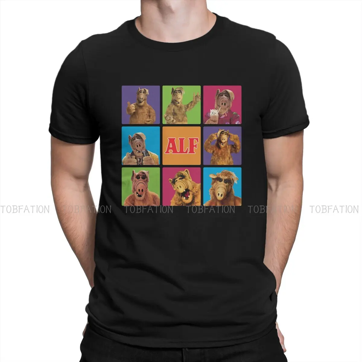 

ALF The Animated Series Newest TShirt for Men Gordon Squares Round Neck Pure Cotton T Shirt Hip Hop Birthday Gifts Streetwear