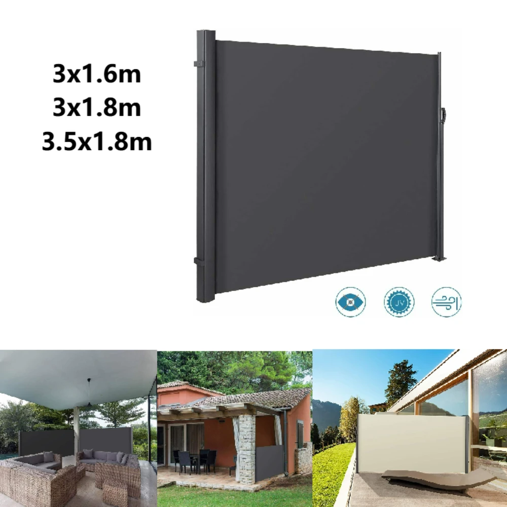 lateral retráctil para exteriores, pantalla divisora de privacidad para jardín, piscina exterior, Patio, terraza, parasol, pantalla viento negra|Toldos| - AliExpress